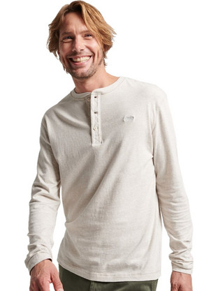 Superdry Vintage Logo Henley Ανδρικό Αθλητικό T-Shirt Μπεζ M6010729A-8ZU