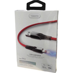 Tranyoo X5-l Braided USB-A to Lightning Cable 18W 1m Red 6970791122363
