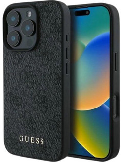 Guess PU Hardcase Classic Logo Back Cover Black (iPhone 16 Pro)