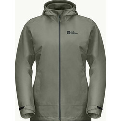 Jack Wolfskin Γυναικείο Μπουφάν Softshell Μακρύ Αδιάβροχο Χακί 1115621-4137