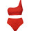 Rock Club Bikini Set με Έναν Ώμο Ψηλόμεσο Κόκκινο BP-5006