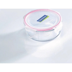 Pal Glasslock Δοχείο Φαγητού Στρογγυλό Γυάλινο Κατάλληλο για Φούρνο Μικροκυμάτων 720ml Διαφανές Κόκκινο