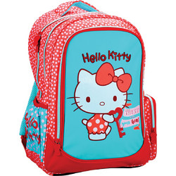 Gim Hello Kitty Sweetheart Σχολική Τσάντα Πλάτης Δημοτικού Κόκκινη Τιρκουάζ 335-74031