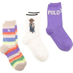 Polo Ralph Lauren Βαμβακερές Γυναικείες Κάλτσες με Σχέδια Πολύχρωμες 3Pack 455955248001