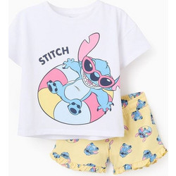 Zippy Disney Stitch Παιδικό Σετ για Κορίτσι Καλοκαιρινό Λευκό Κίτρινο 3107048901