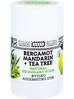 Zest Bergamot Mandarin & Tea Tree Φυσικό Αποσμητικό Stick Χωρίς Αλουμίνιο 60ml