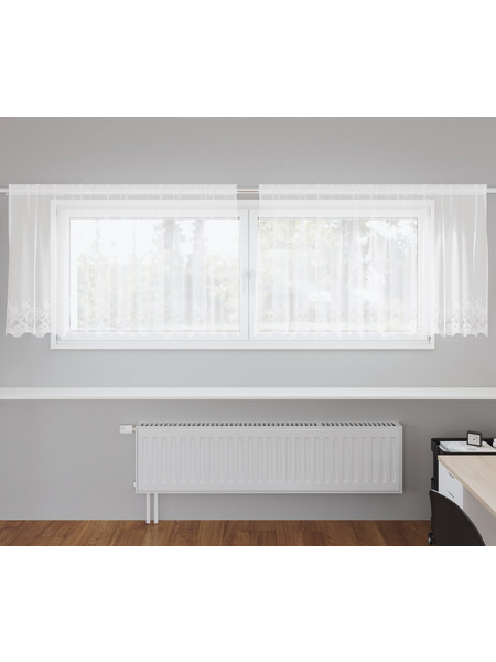 vidaXL Κουρτίνα Παραθύρου Floral με Τούνελ & Δαντέλα 300x80 4107774 Λευκή