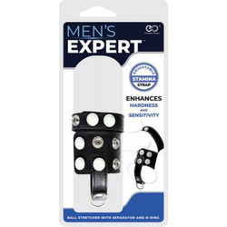 NMC Men's Expert Ball Stretcher with Separetor & D-Ring Ρυθμιζόμενα Δαχτυλίδι Πέους & Όρχεων Μαύρο