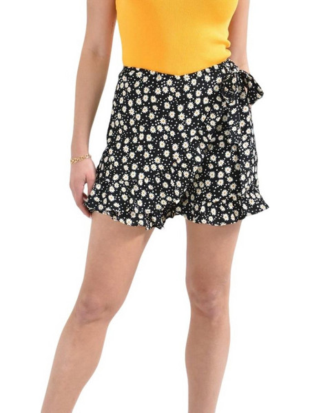 Potre Μίνι Φούστα Υφασμάτινη Ψηλόμεση Σορτς Floral Μαύρη 199520391