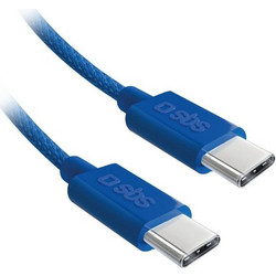 SBS Braided USB-C to USB-C 60W 1.5m Blue 8018417447792