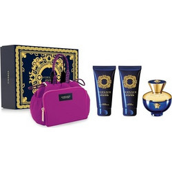 Versace Dylan Blue Eau de Parfum 100ml + Body Lotion 100ml + Shower Gel 100ml + Cosmetic Bag Pink