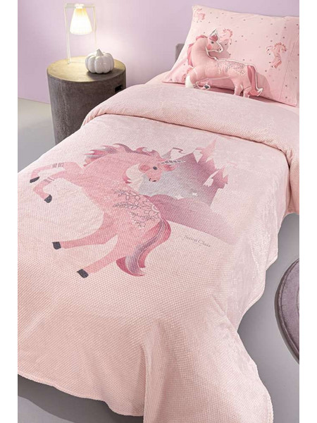 Saint Clair Pinto Παιδική Κουβέρτα Fleece Μονόκερος 160x220 Ροζ