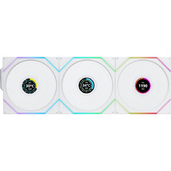 Lian Li Uni Fan TL LCD Wireless Case Fan 120mm ARGB με Σύνδεση 4-Pin PWM 9-Pin (USB 2.0) 3τμχ White