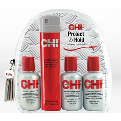 Chi Protect & Hold On The Go Σετ Θεραπείας Μαλλιών Σαμπουάν 59ml + Infra Treatment 59ml + Silk Infusion 59ml + Σκουφάκι