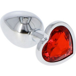 Toyz4lovers Heart Πρωκτική Σφήνα Diamond Plug 6cm Ασημί Κόκκινη