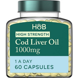 Holland & Barrett High Strength Cod Liver Oil Μουρουνέλαιο 1000mg 60 Κάψουλες