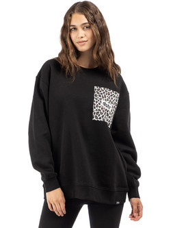 District75 Γυναικείο Φούτερ Oversized Μαύρο 225WLS-561-071