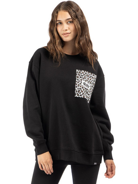 District75 Γυναικείο Φούτερ Oversized Μαύρο 225WLS-561-071
