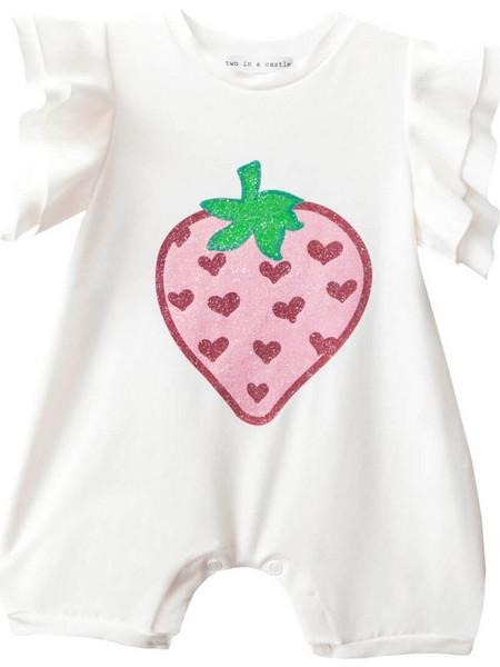 Two in a Castle Strawberry Φορμάκι Κοντομάνικo για Κορίτσι Λευκό Ροζ T6099-08
