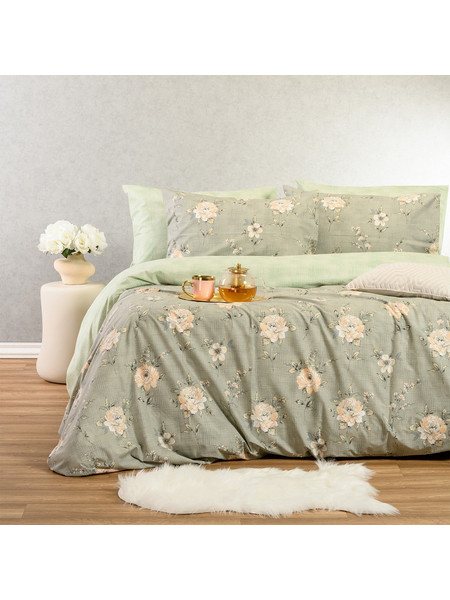Melinen Σετ Σεντόνια Μονά με Λάστιχο 100x200+32 Casual Line Gianna Grey Aqua