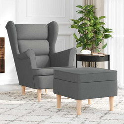 vidaXL Μπερζέρα με Υποπόδιο Ανθρακί 3307990