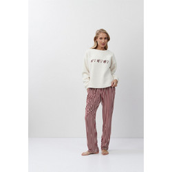 Aruelle Candy Σετ Γυναικείες Πιτζάμες Χειμωνιάτικες Fleece Εκρού Μπορντό 39.01.23.863