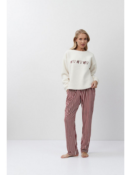 Aruelle Candy Σετ Γυναικείες Πιτζάμες Χειμωνιάτικες Fleece Εκρού Μπορντό 39.01.23.863