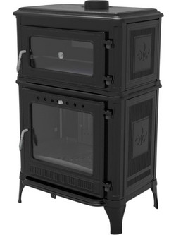 Thermozoff 8020 Μαντεμένια Ξυλόσομπα με Φούρνο 10.8kW Μαύρο Ματ