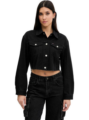 Tommy Jeans Γυναικείο Μπουφάν Τζιν Κοντό Μαύρο DW0DW21431-BDS