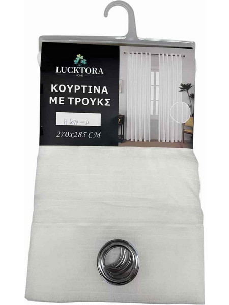 Lucktora Κουρτίνα Παραθύρου με Τρουκς 270x285 A6074-12 Λευκή