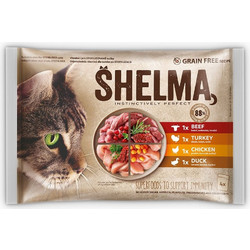 Shelma Adult Grain Free with Chicken, Turkey, Beef & Duck in Gravy 4x85gr