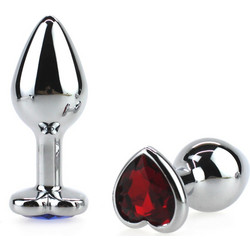 Kinksters Heart Small Πρωκτική Σφήνα Diamond Plug Ασημί Κόκκινη