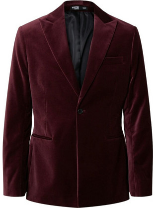 Selected Χειμερινό Ανδρικό Blazer Βελούδινο με Κανονική Εφαρμογή Μπορντό 16091959