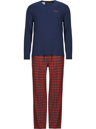 Polo Ralph Lauren Χειμωνιάτικες Ανδρικές Πιτζάμες Βαμβακερές Καρό Navy Μπλε Μπορντό 714950621-012