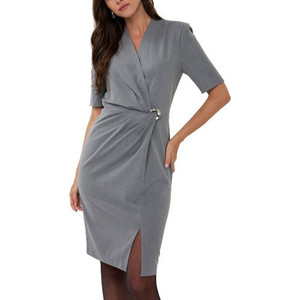 Esqualo Mini Βραδινό Φόρεμα Κρουαζέ Γκρι SHORT-SLEEVED