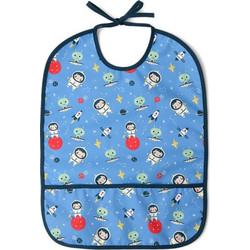 Kiokids Space Αδιάβροχη Σαλιάρα Υφασμάτινη με Κορδόνι & Τσέπη 4m+ Μπλε