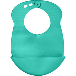 Tommee Tippee Roll n' Go Αδιάβροχη Σαλιάρα Σιλικόνης με Κουμπί & Τσέπη 6m+ Τιρκουάζ