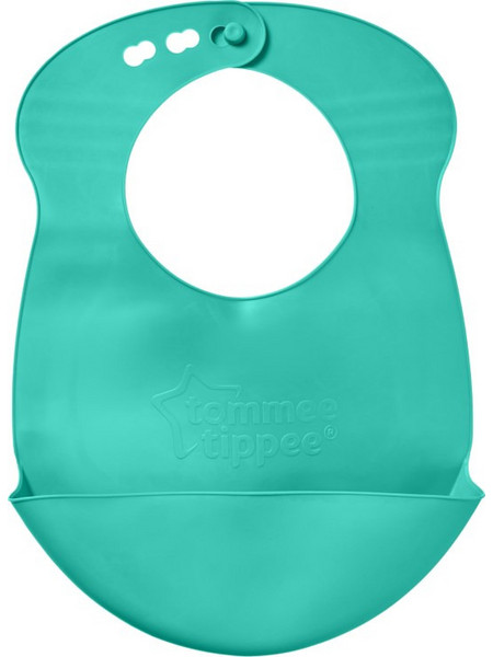 Tommee Tippee Roll n' Go Αδιάβροχη Σαλιάρα Σιλικόνης με Κουμπί & Τσέπη 6m+ Τιρκουάζ