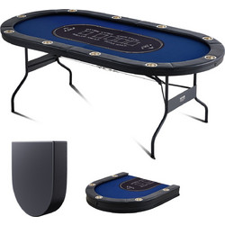 Vevor Τραπέζι Poker 10 Ατόμων με Ποτηροθήκες 214x107x76cm SUS-8442