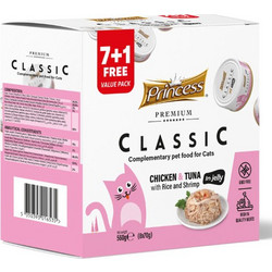 Princess Premium Classic with Pacific Tuna, Rice & Shrimp in Jelly 8x70gr