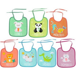 Kiokids Spanish Week 2 Σετ Αδιάβροχες Σαλιάρες από 100% Βαμβάκι με Κορδόνι 4m+ Πολύχρωμες 7τμχ