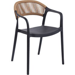 Pakoworld Ankara Καρέκλα Κήπου Rattan Μαύρη 262-000051