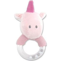 Lorelli Unicorn Pink Natural Κουδουνίστρα Κρίκος για Νεογέννητα