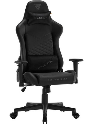 SENSE7 Spellcaster Senshi Edition Καρέκλα Gaming Δερματίνης με Ρυθμιζόμενα Μπράτσα Μαύρη