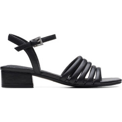 Clarks Seren25 Γυναικεία Πέδιλα Δερμάτινα Μαύρα με Χοντρό Χαμηλό Τακούνι 26170819