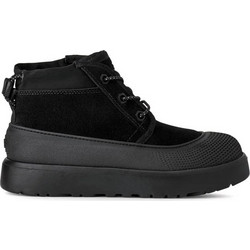 UGG Παιδικά Μποτάκια Μαύρα Δερμάτινα Αδιάβροχα με Γούνα 1171299K-BLK