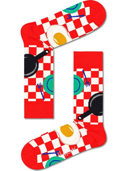 Happy Socks Early Breakfast Ανδρικές Κάλτσες Ψηλές με Σχέδια Κόκκινες EBI01-4300
