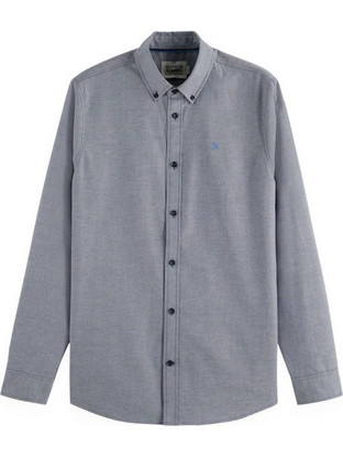 Scotch & Soda Ανδρικό Πουκάμισο Βαμβακερό Μακρυμάνικο Κανονική Γραμμή Γκρι 181228-401