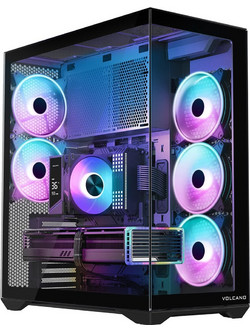 Modecom Volcano Space XL 5F Black Full Tower Κουτί Υπολογιστή με Πλαϊνό Παράθυρο
