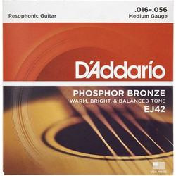 D'Addario EJ42 Resophonic Σετ 6 Χορδές Ακουστικής Κιθάρας Phosphor Bronze 16-56" Medium Tension